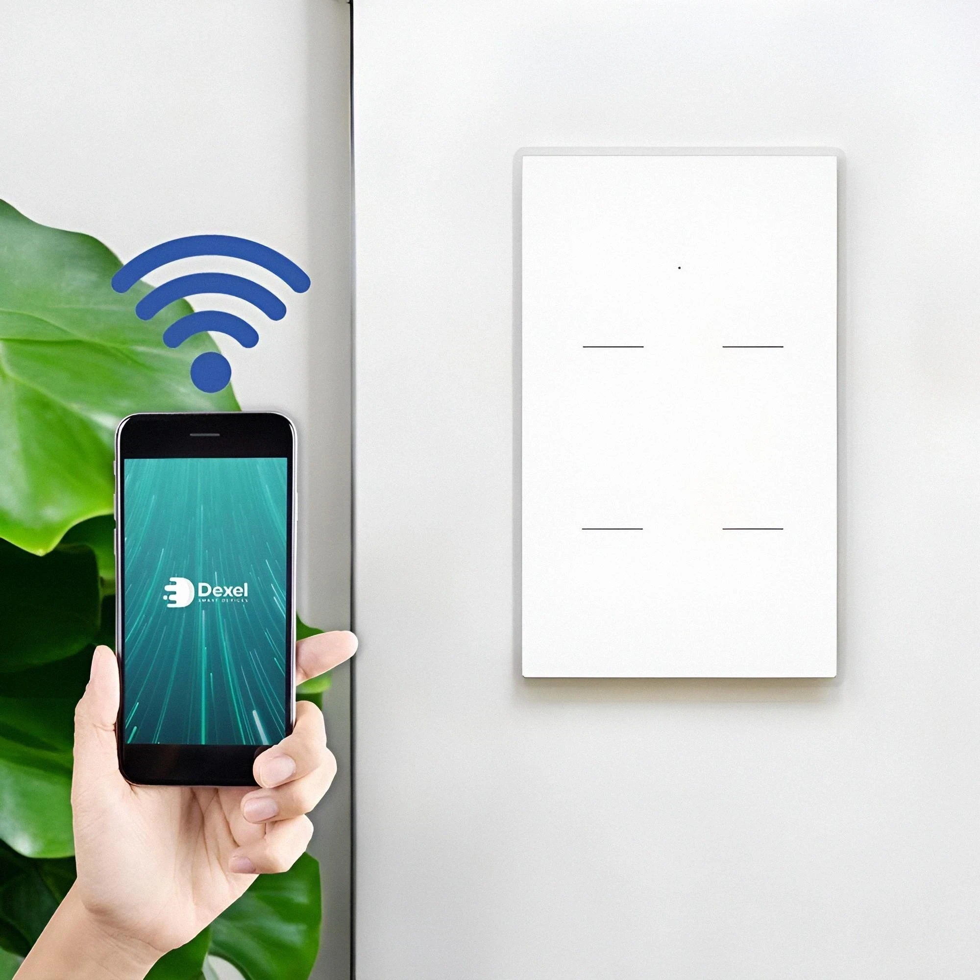 INTERRUPTOR CUADRUPLE INTELIGENTE WIFI 10A 120VAC COLOR BLANCO S/NEUTRO APP DEXEL SMART 2