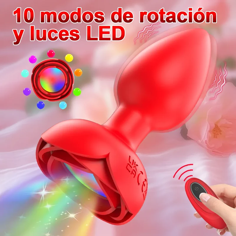 plug Anal Vibrador De Rosa y luz 3
