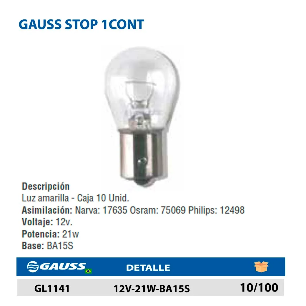 GAUSS STOP 1CONT 12V-21W-BA15S