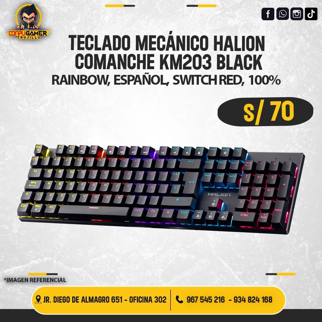 TECLADO MECÁNICO HALION COMANCHE KM203 BLACK