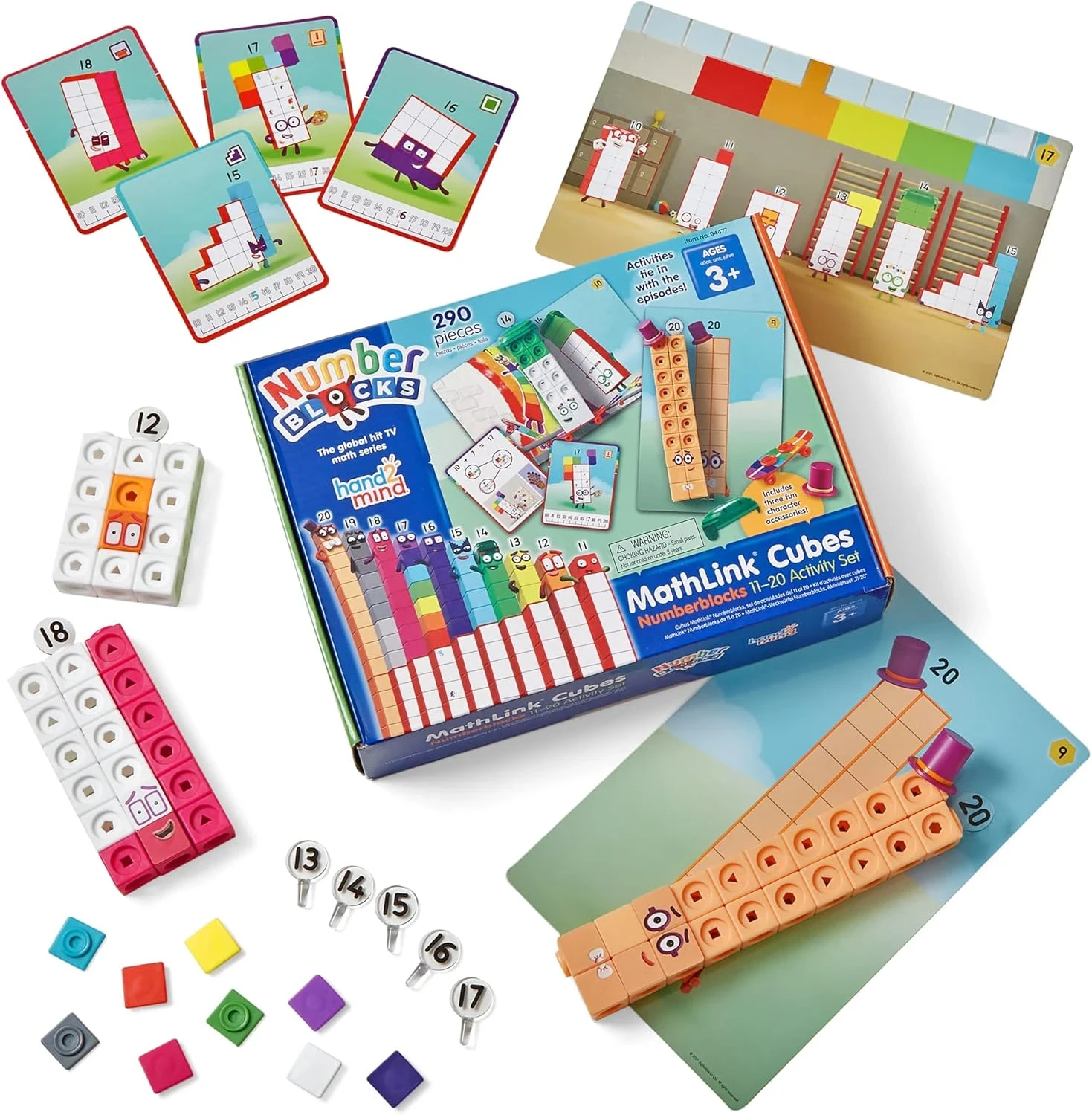 hand2mind Numberblocks MathLink Cubes - Juego de actividades de 11 a 20