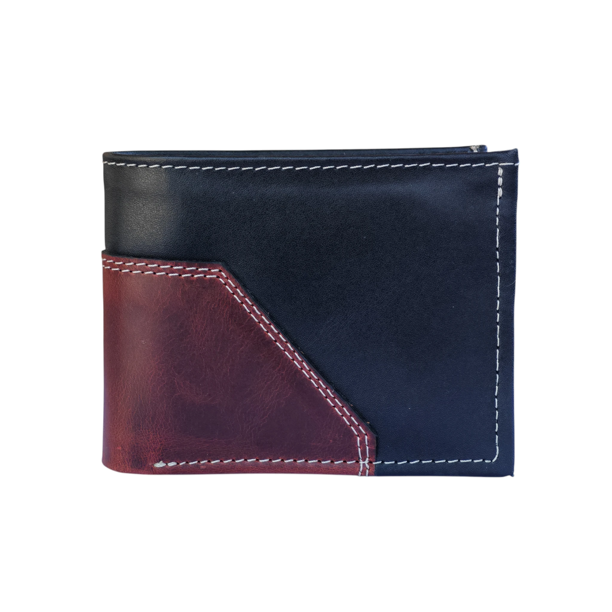 Billetera bifolio combinada negro y cafe crazy 