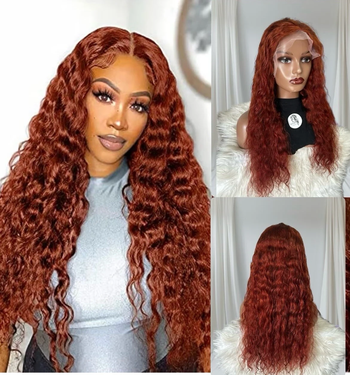 Peluca rizada de cabello humano 26 pulgadas, frontal lace 13x4 180% densidad 