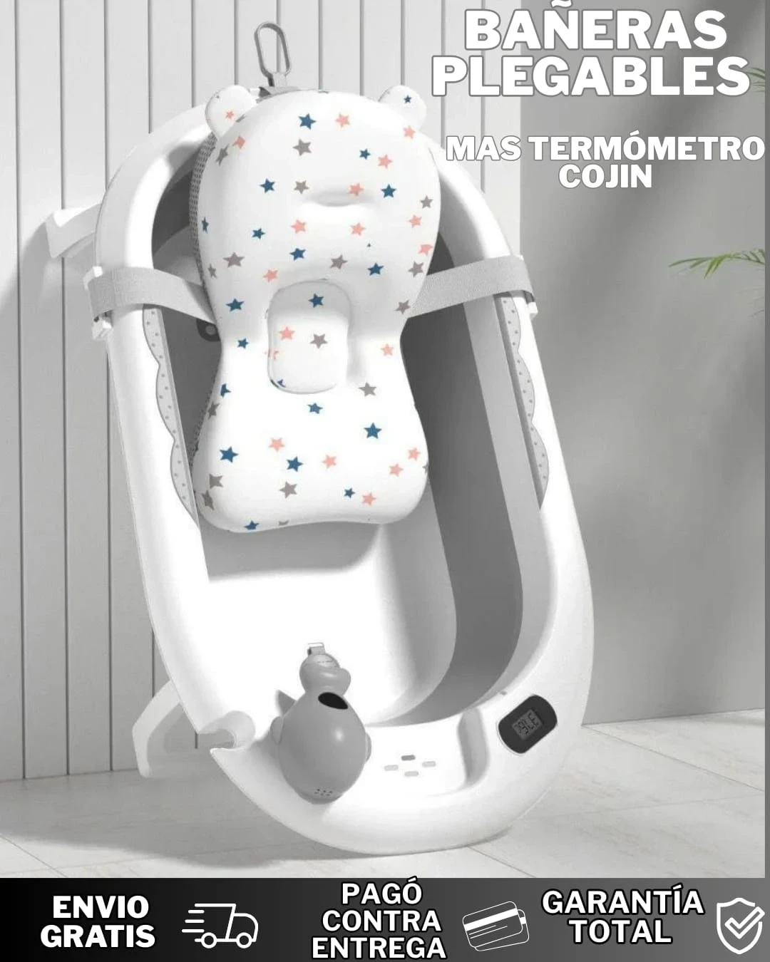 BAÑERA PLEGABLE CON TERMÓMETRO COJÍN  6