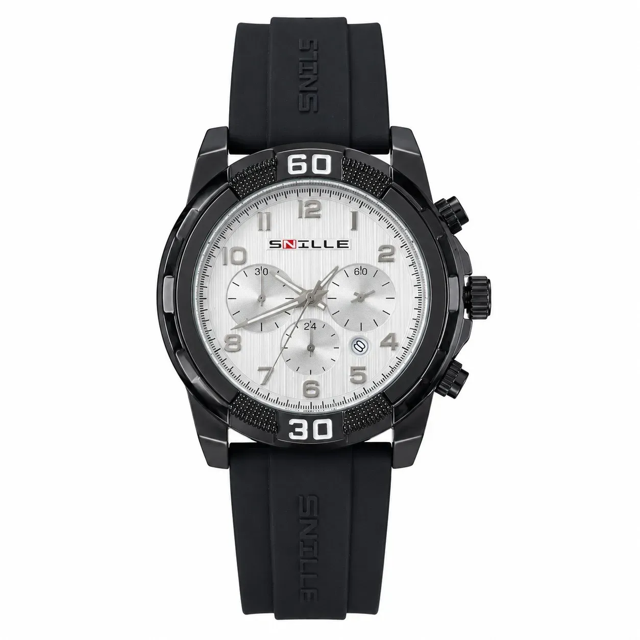 Reloj Snille Original Pulso Silicona Análogo Negro Blanco