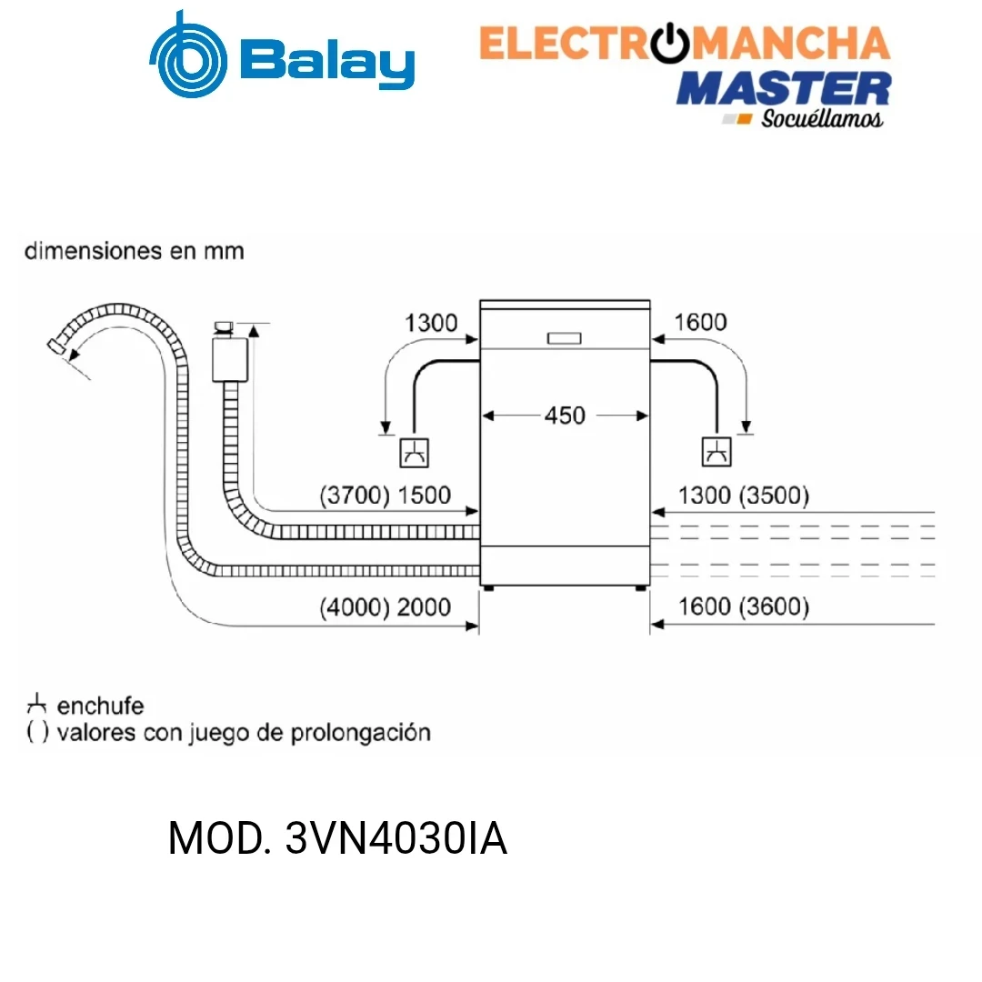 LAVAVAJILLAS BALAY 3VN4030IA 45 CM. INOX. CLASE E 8