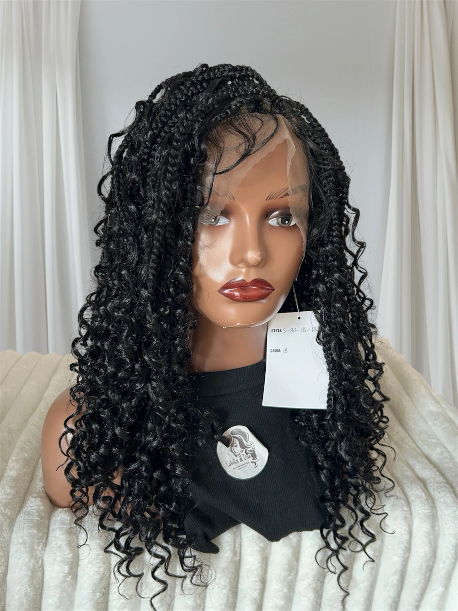 Peluca semi trenzas bohemias disponibles en 14” y 22, frontal 360 4