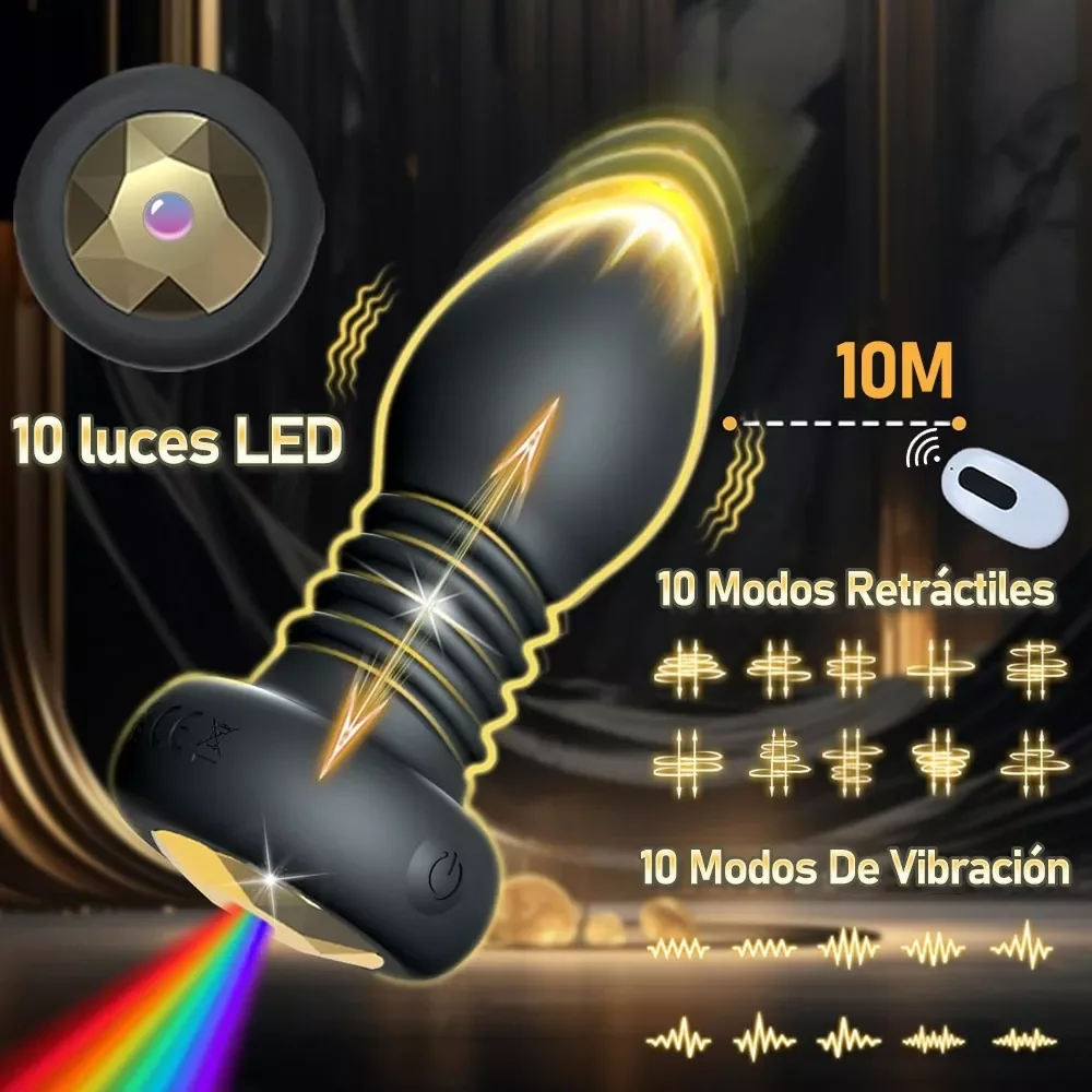Vibrador Plug Anal Vibrador Telescópica Con Control Remoto 2