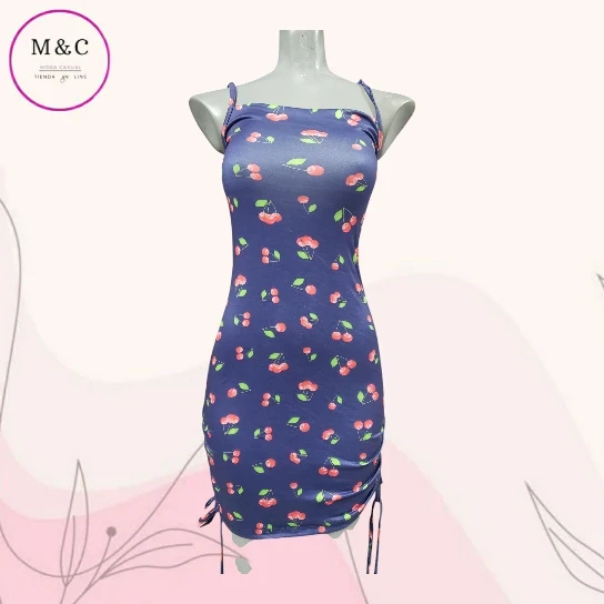 Vestido Talla- Mediana tirantes estampado cerezas