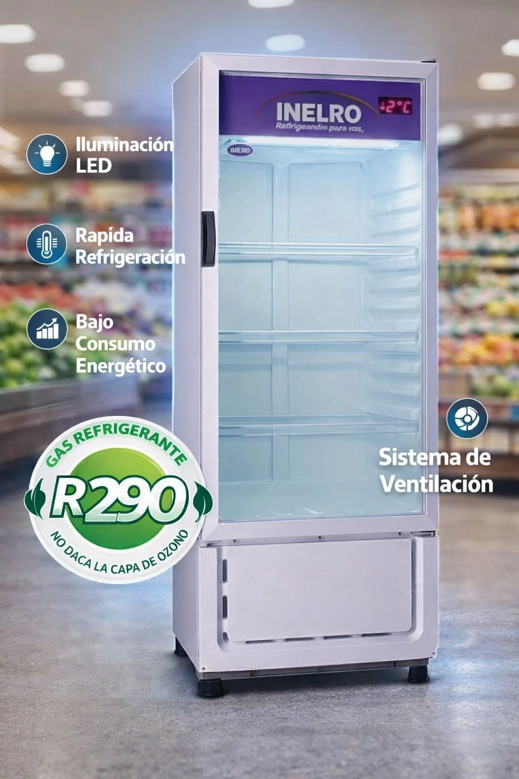 Exhibidora INELRO MT-12 Vertical 310Lts. Blanco ‼️SÓLO POR PEDIDOS ‼️ 