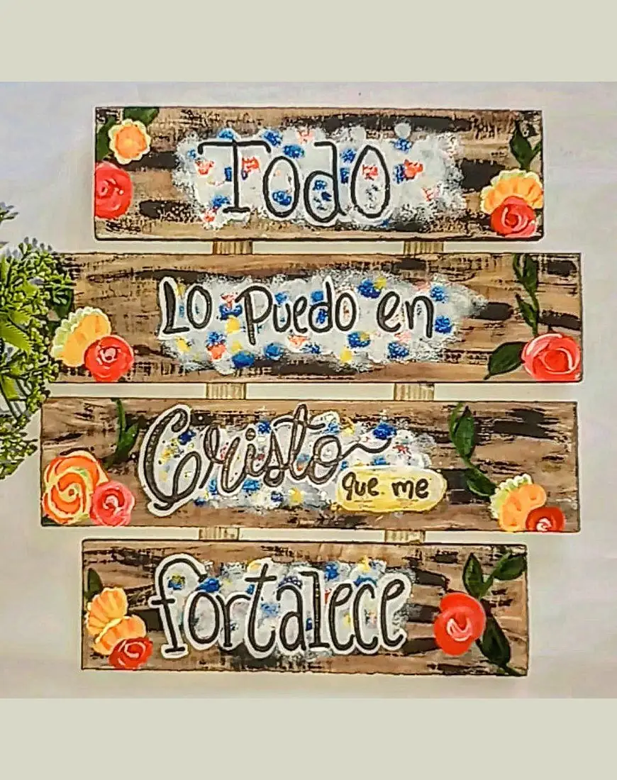Cuadros en madera artesanales con versos bíblicos 