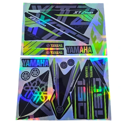 XTZ 150 Calcomanias 2025 Tornasol gris con amarillo limon