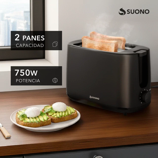 Tostadora Eléctrica SUENO 2 Rebanadas 7 Niveles 750W