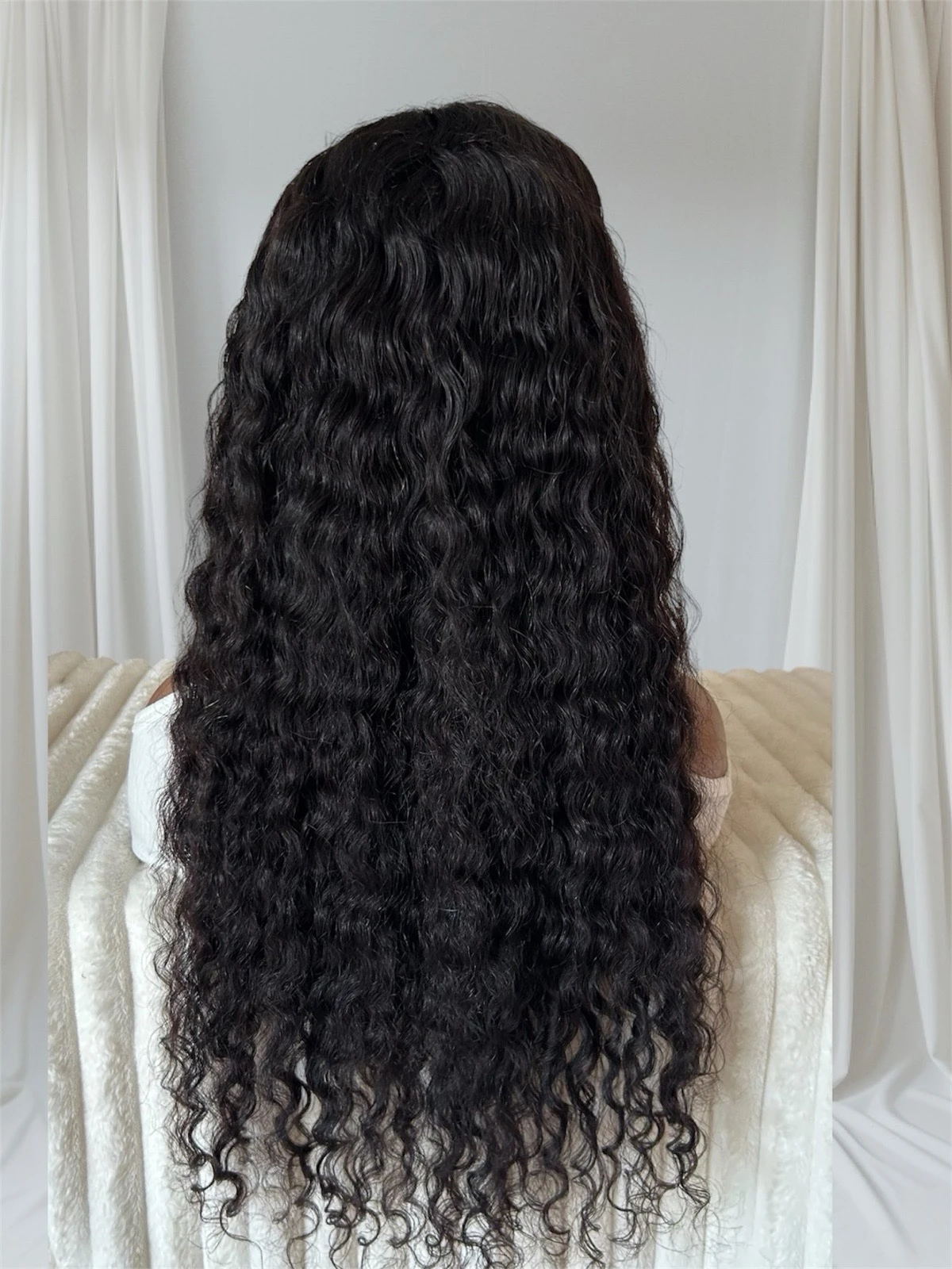 Peluca rizos sueltos de 26 pulgadas, frontal lace 13x4, color #2 3