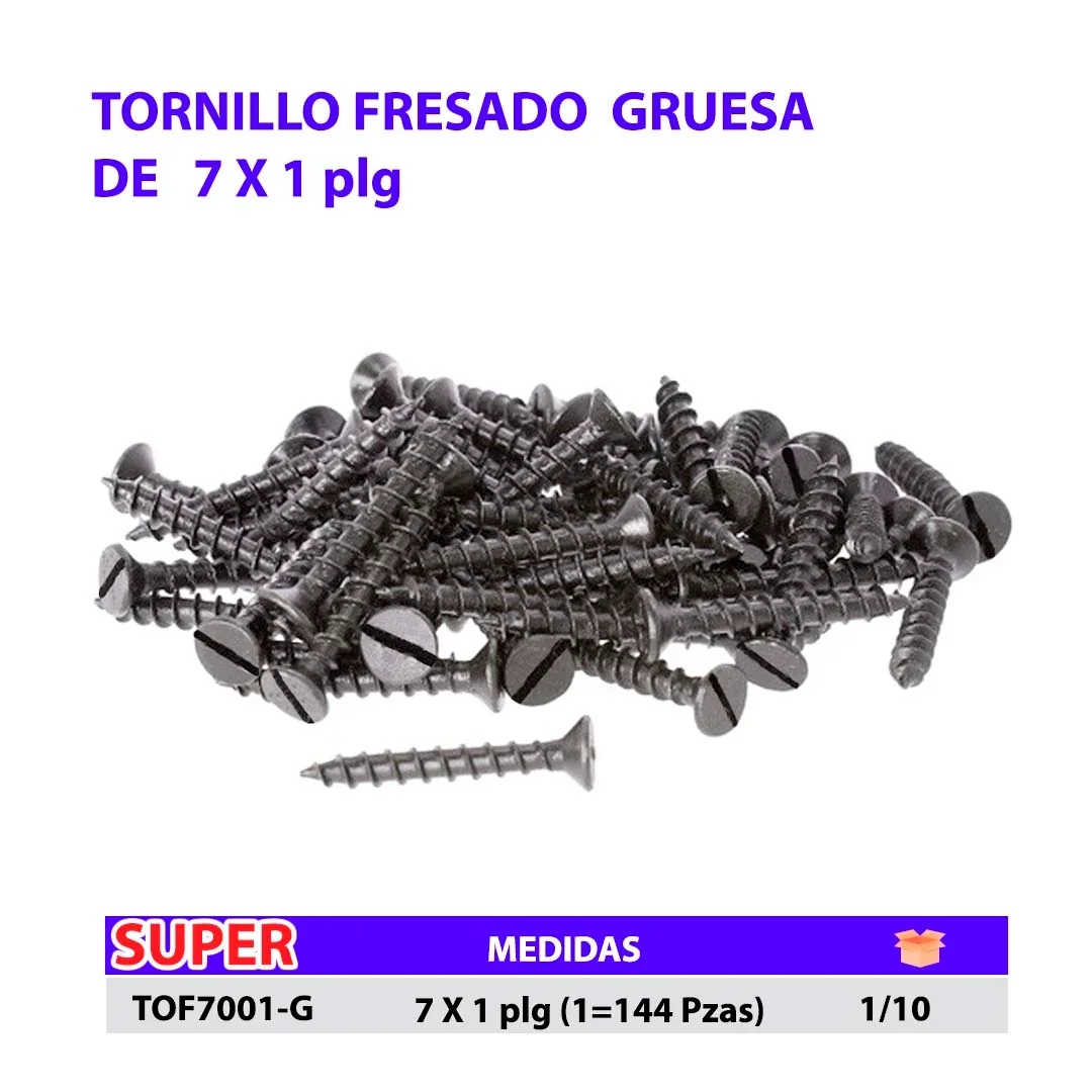 TORNILLO FRESADO (Gruesa/144pz) 7 X 1"-