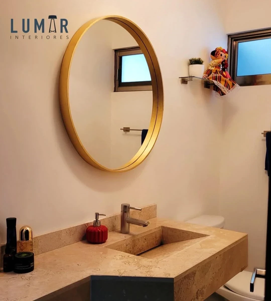 Redondo para Baño Tipo Solera en Madera Espejo 