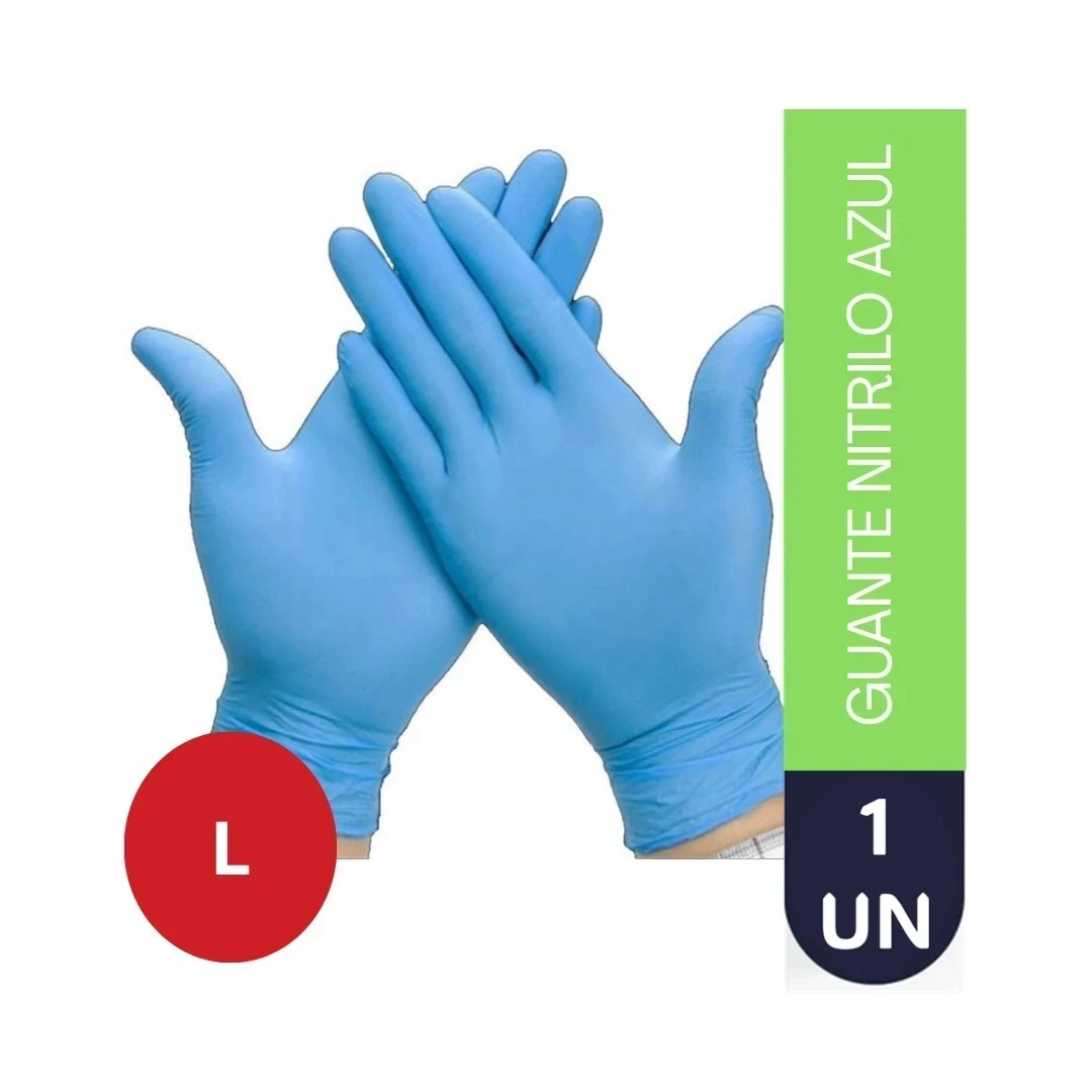 GUANTE NITRILO AZUL TALLA "L" SIN POLVO ALTA RESISTENCIA