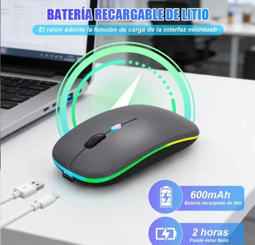 Mouse Inalambrico Recargable Usb Silencioso Dual Bluetooth 5