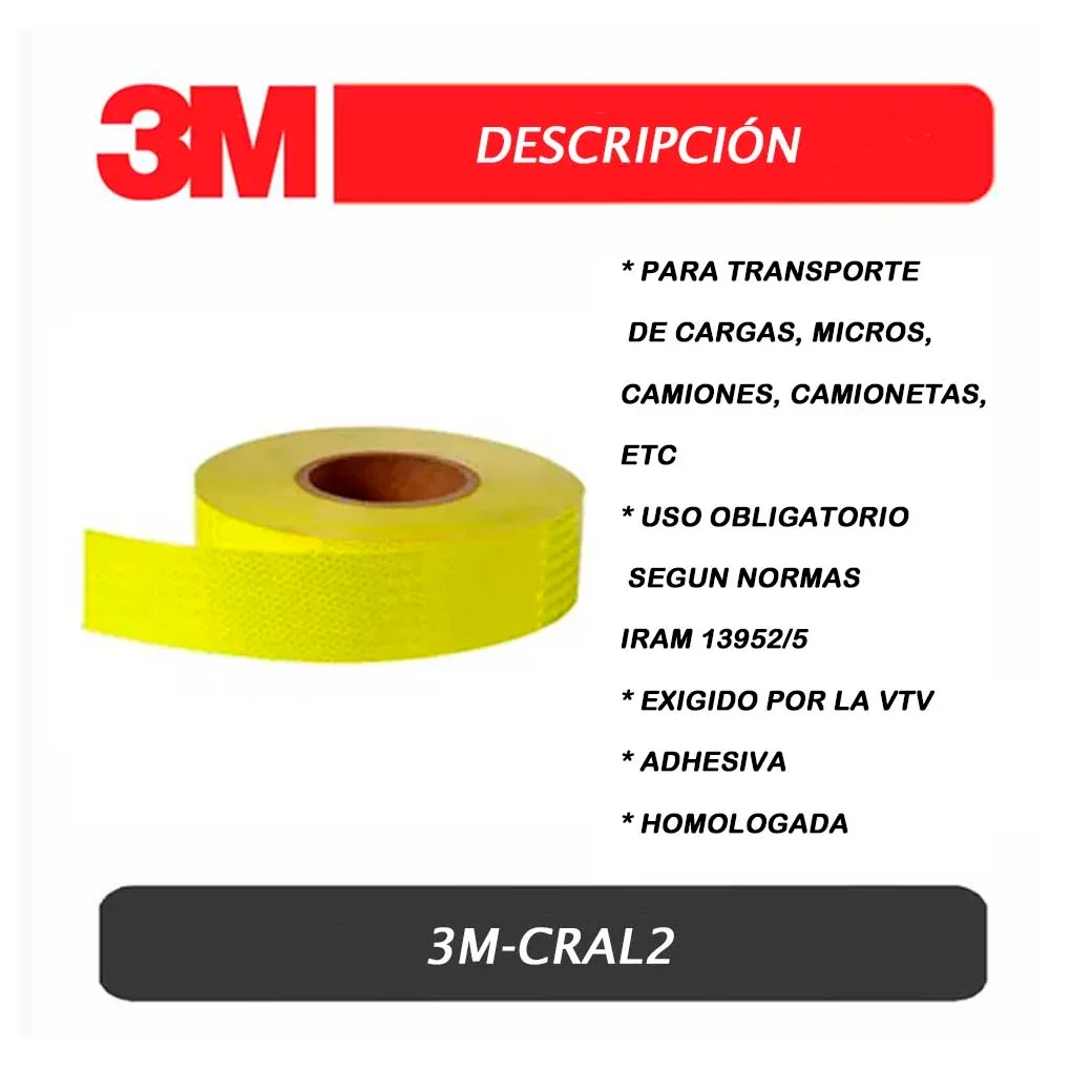 CINTA REFLECTIVA 3M (Rollo/50Yd) Amarillo Limon 2"