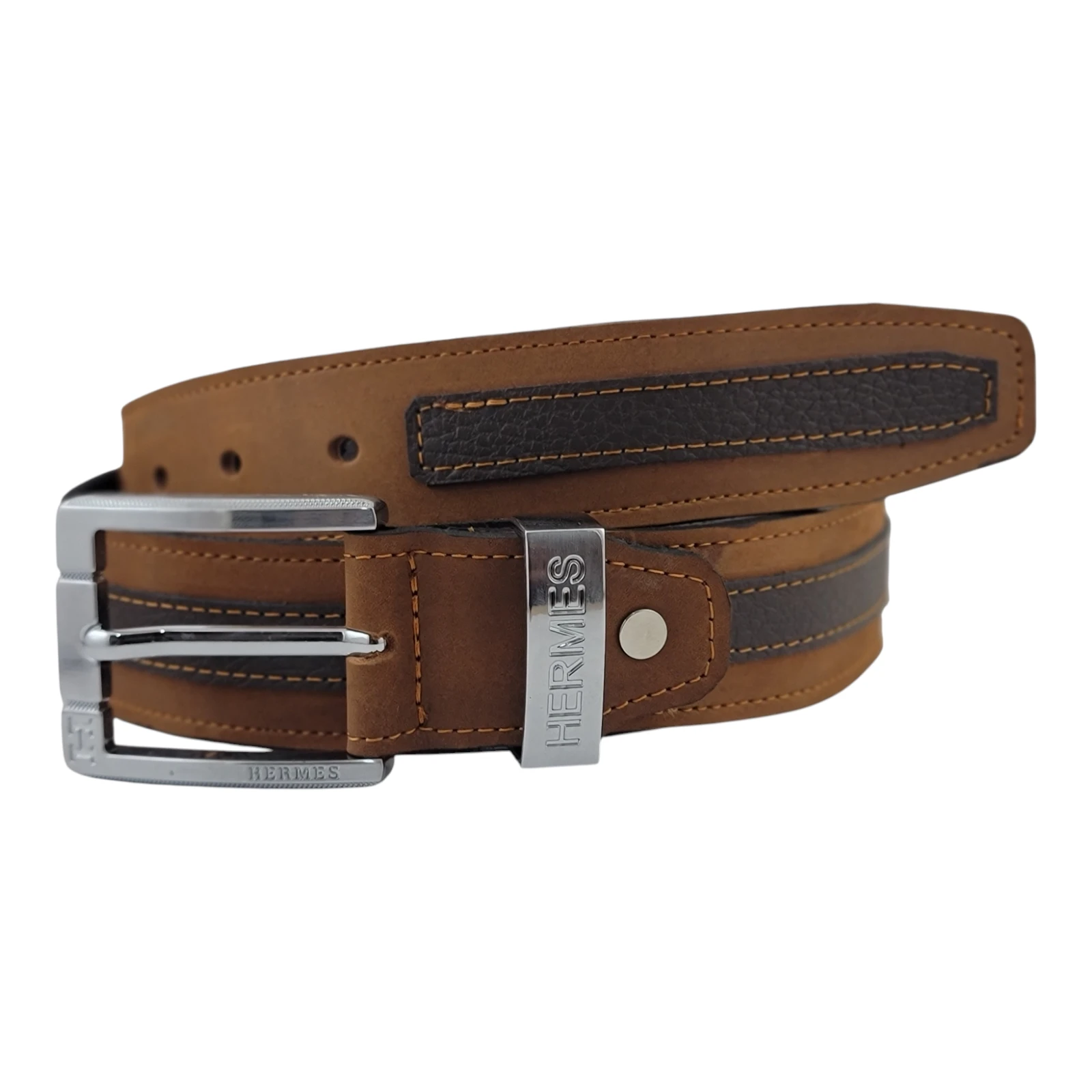 HERMES – Cinturón de Cuero Genuino cafe cracy y cafe croshkid 4