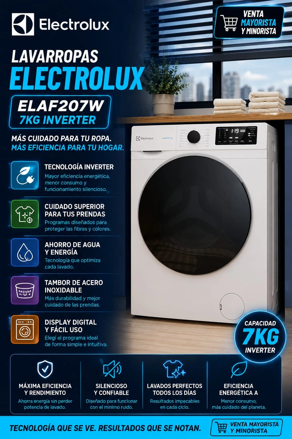 Lavarropas Electrolux 7KGB Inverter