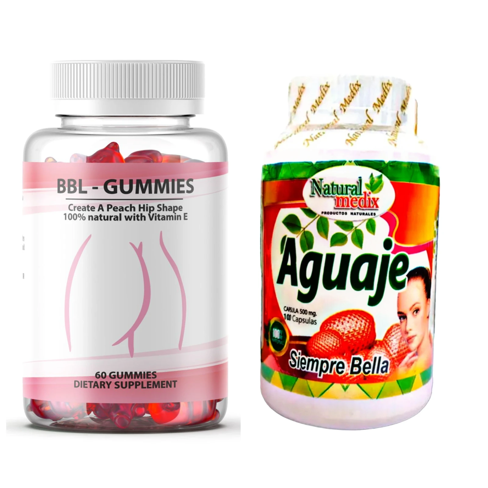 Gomitas bbl x 60 + aguaje siempre bella el combo ideal para el aumento de busto y glúteos