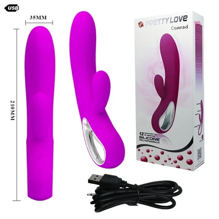Vibrador con estimulador del clitoris y caga USB