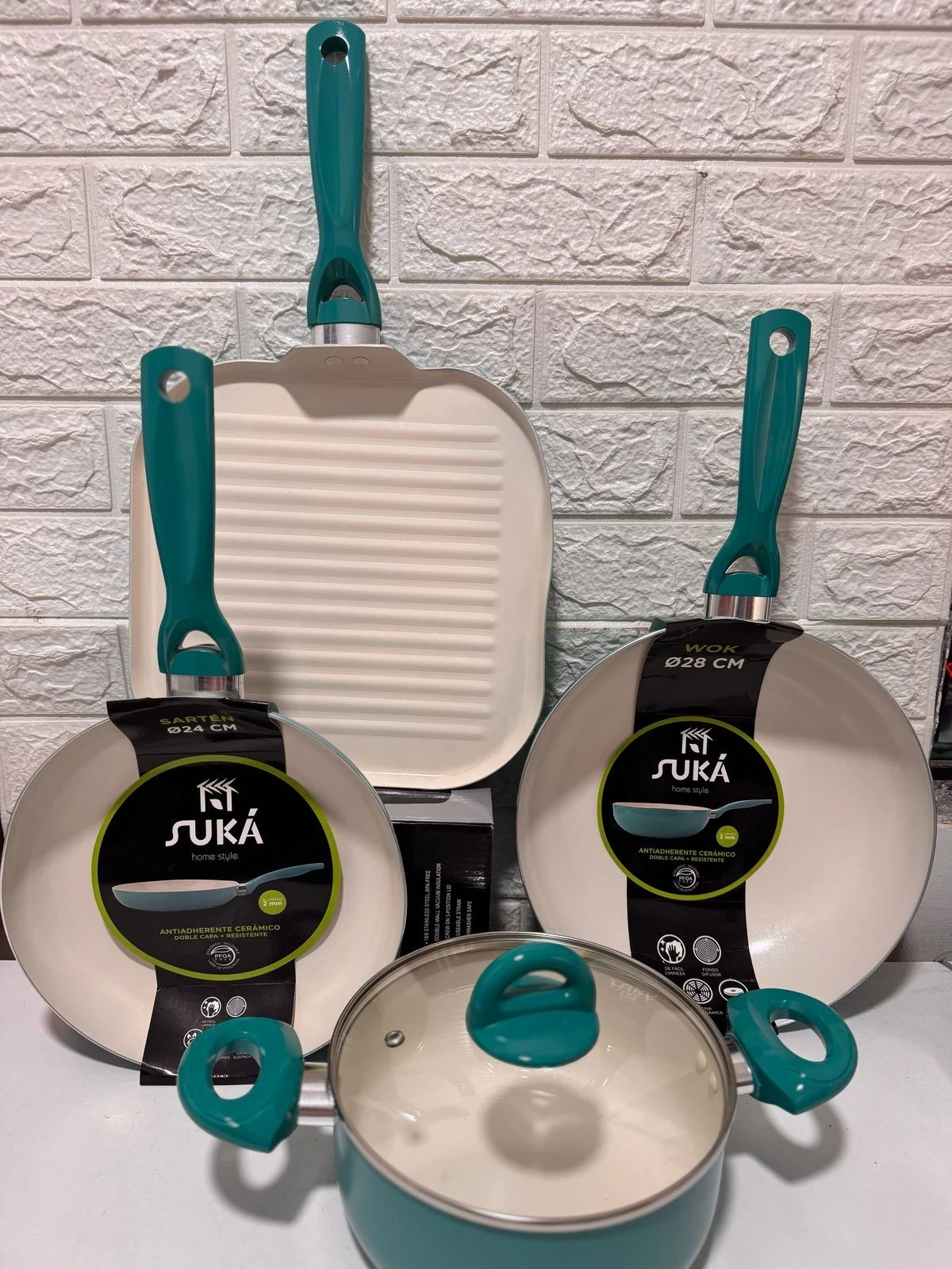 Bateria de cocina SUKA, 5 piezas: Wok - Bifera - Sarten - Cacerola set de cocina