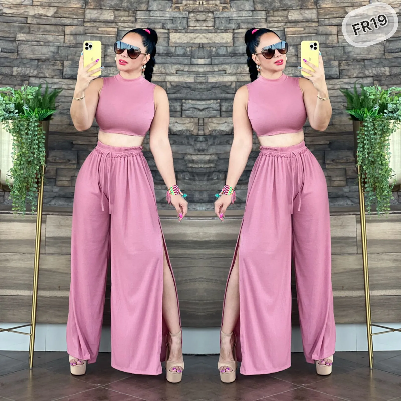 Conjunto pantalon abierto y top 4
