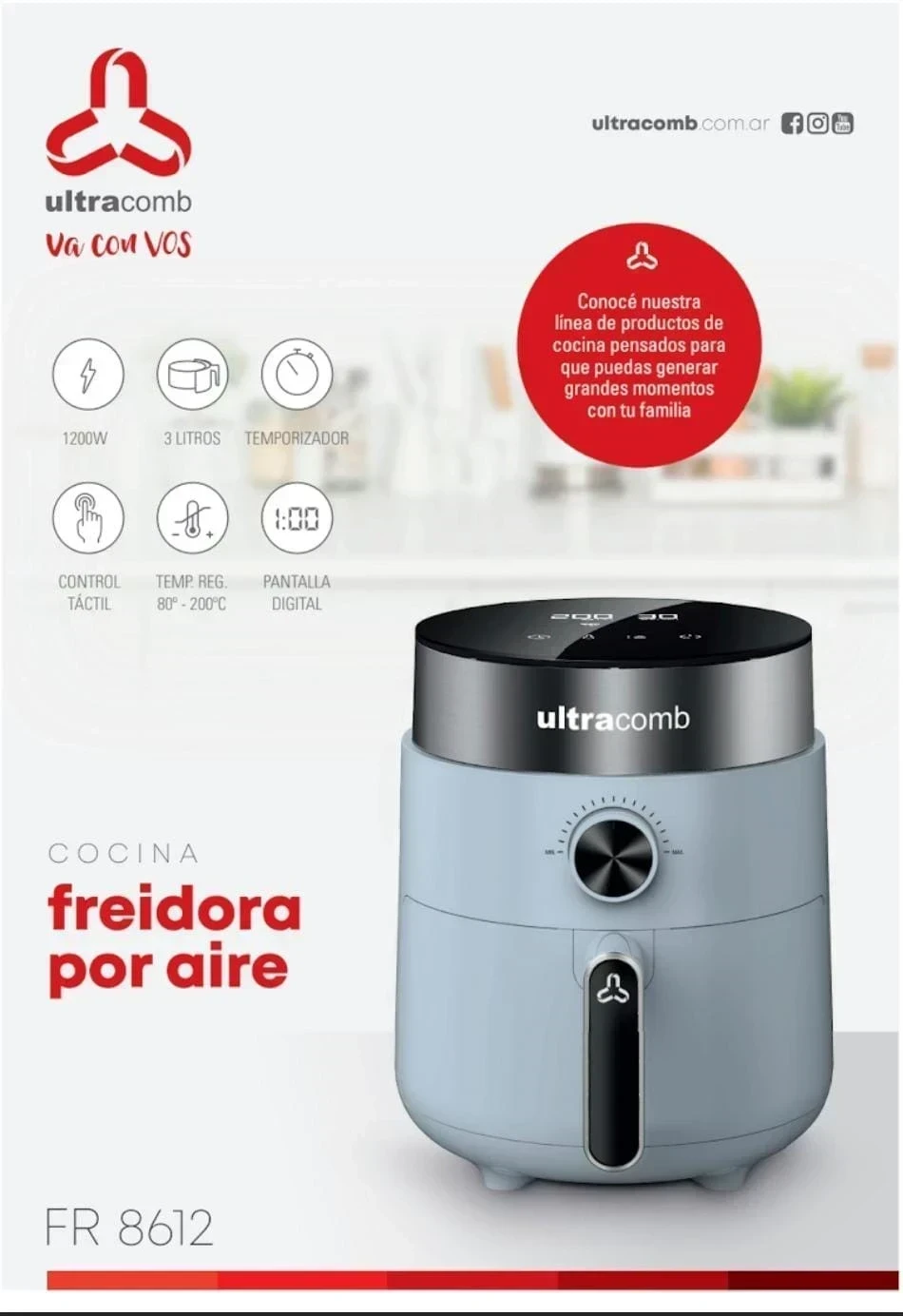 FREIDORA DE AIRE 3 LITROS ULTRACOMB