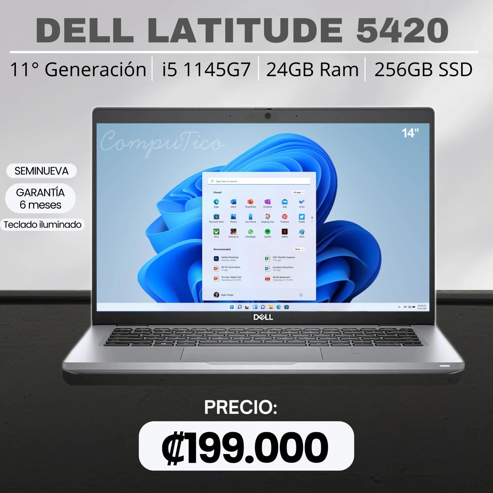 LAPTOP DELL LATITUDE 5420 i5 1145G7 24/256gb SSD