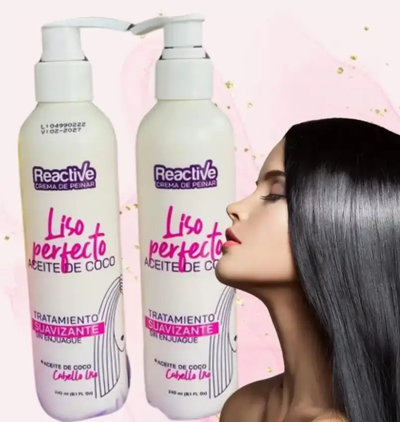 Crema para peinar cabello liso con aceite de coco