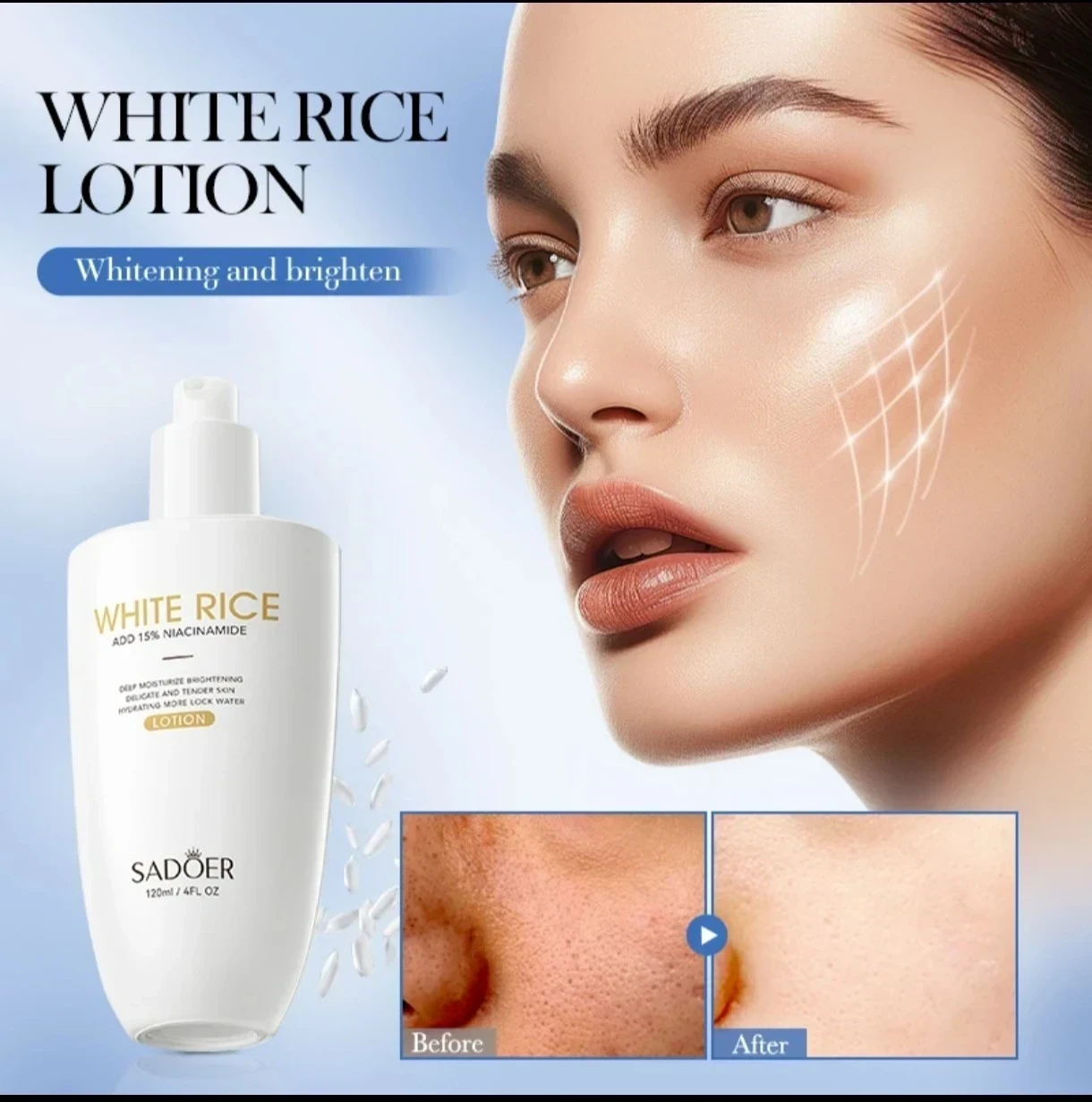 SADOER White Rice Lotion – Hidratación profunda y luminosidad 💞🥰 3