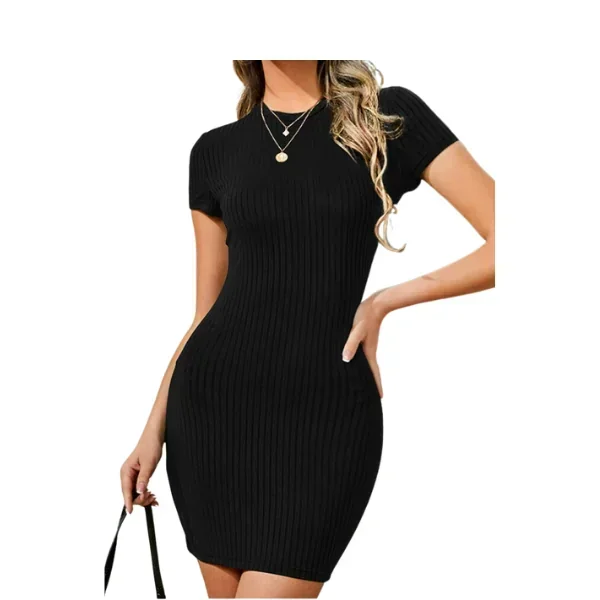 Vestido ajustado tejido de canalé unicolor