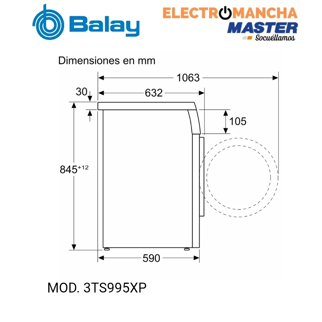 LAVADORA BALAY 3TS995XP 9 KG. 1400 RPM INOX A  4