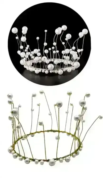 Cake Topper corona dorada con perlas
