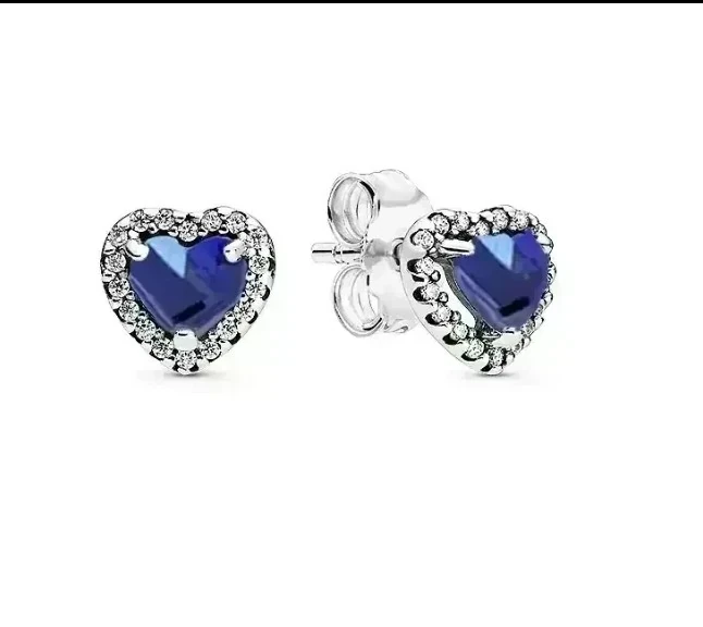Pendientes Corazón Relieve Azul 