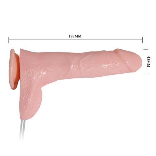 Vibrador Eyacula Realistico Testiculos 19Cm X 4,5Cm 2