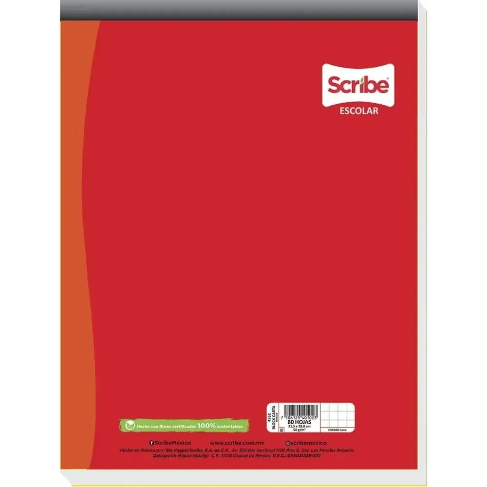 Block tamaño carta c5 scribe 80 hojas engomado 