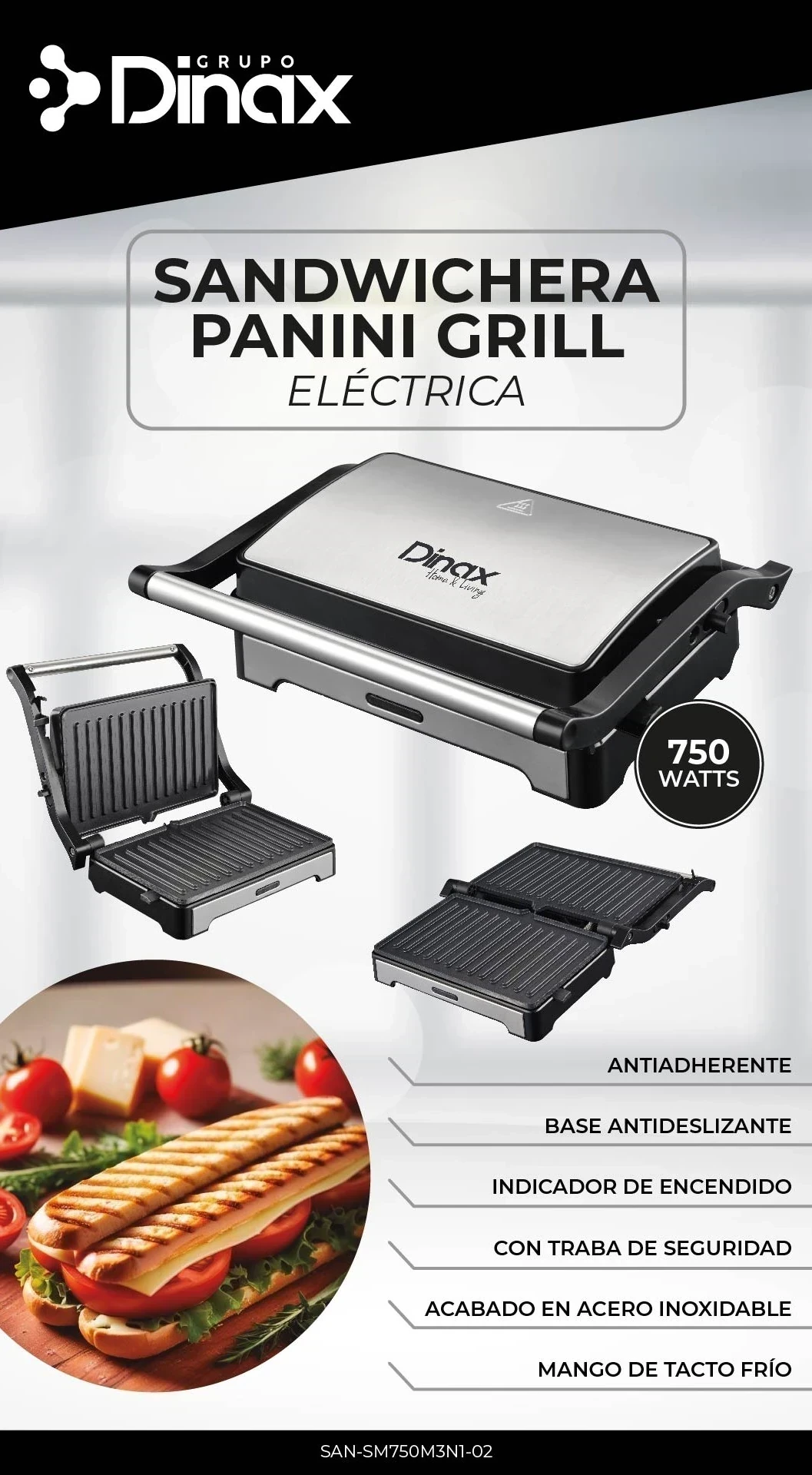 SANDWICHERA ELÉCTRICA DINAX PANINI GRILL  
