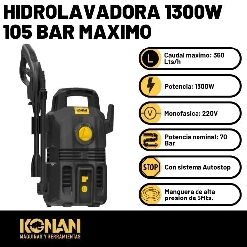 HIDROLAVADORA KONAN 1300W 105BAR