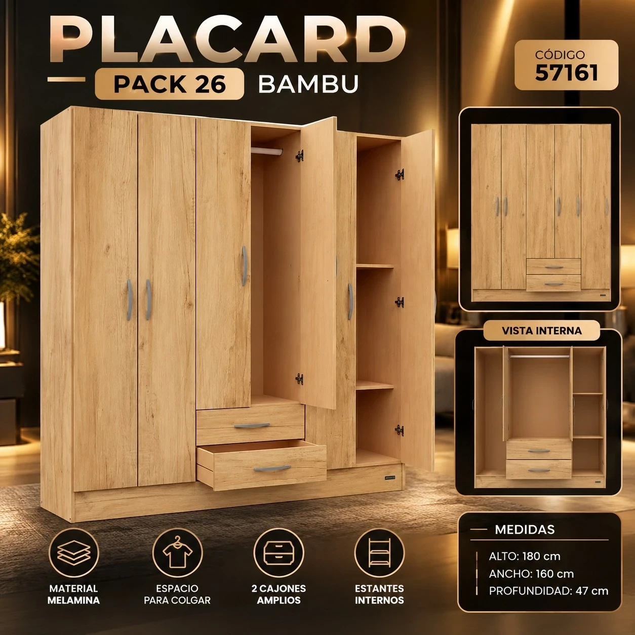 PLACARD PACK 26 BAMBU *CONSULTAR DISPONIBILIDAD CON EL VENDEDOR*