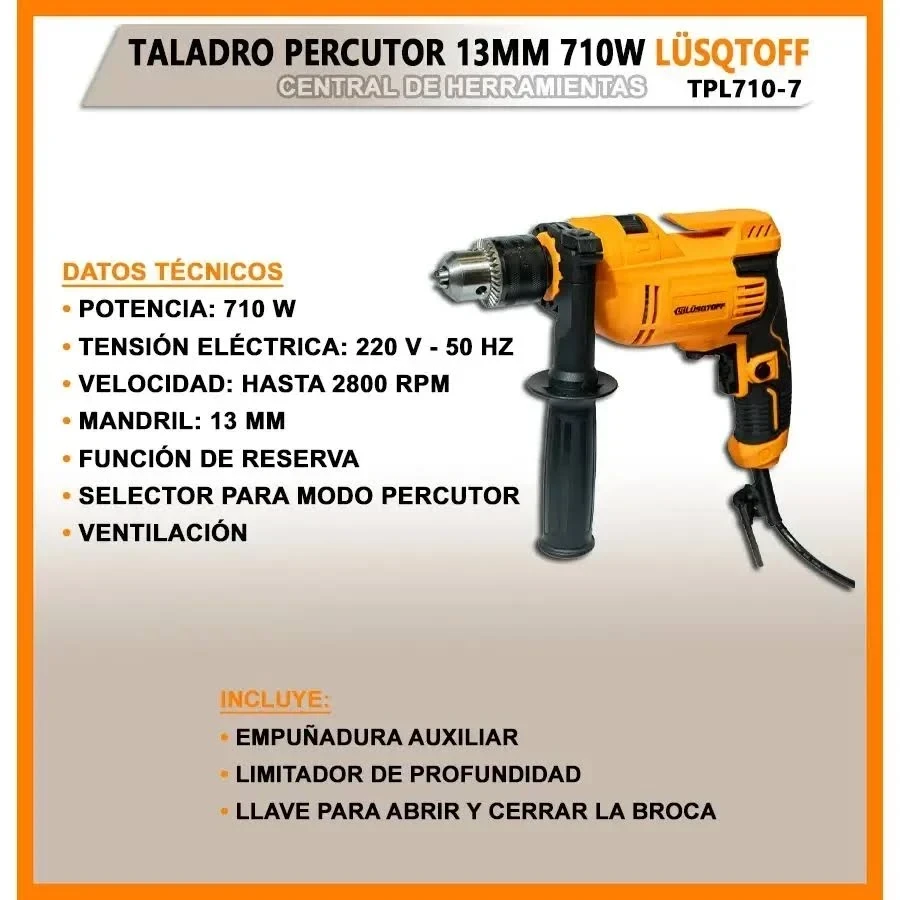 🛠️ Combo Profesional Lüsqtoff: Amoladora 720W + Taladro Percutor 710W 3