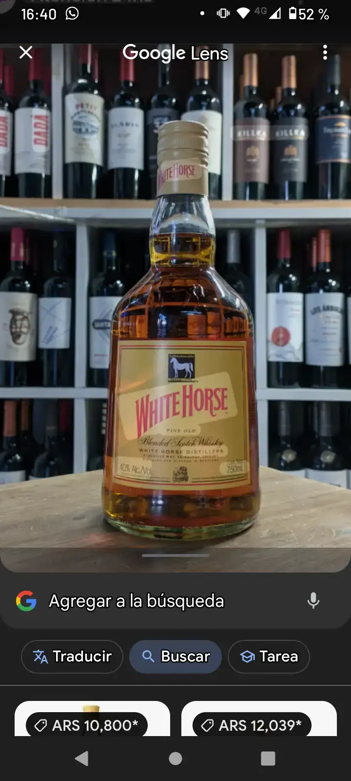White horse , whisky x 750cc.