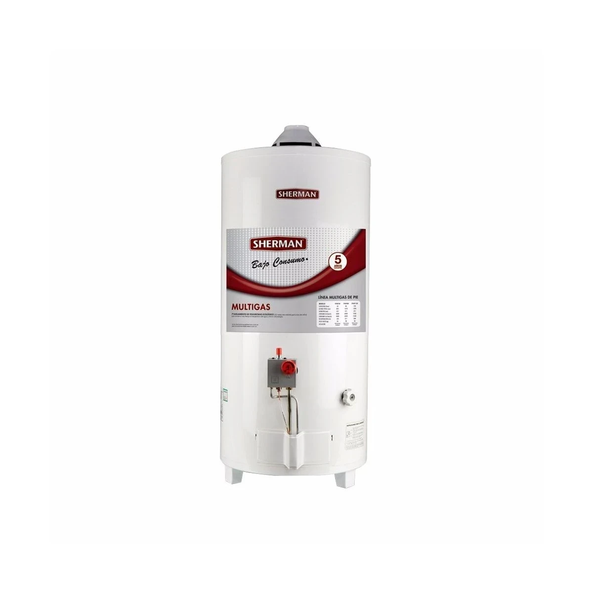 TERMOTANQUE SHERMAN A GAS 50LTS C/SUPERIOR