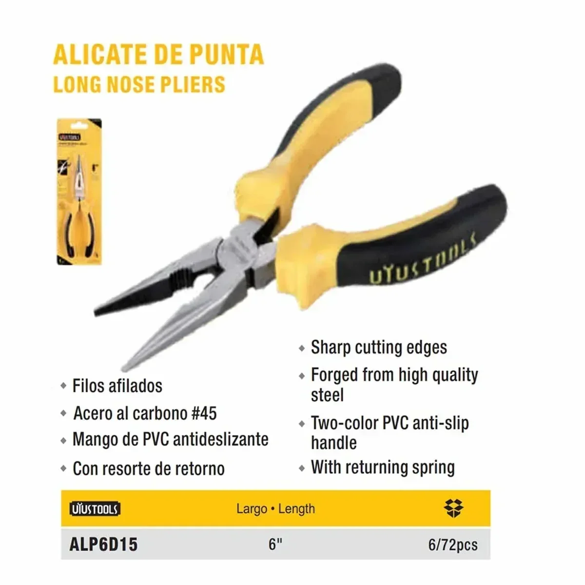ALICATE PUNTA UYUST D15 AM 6"