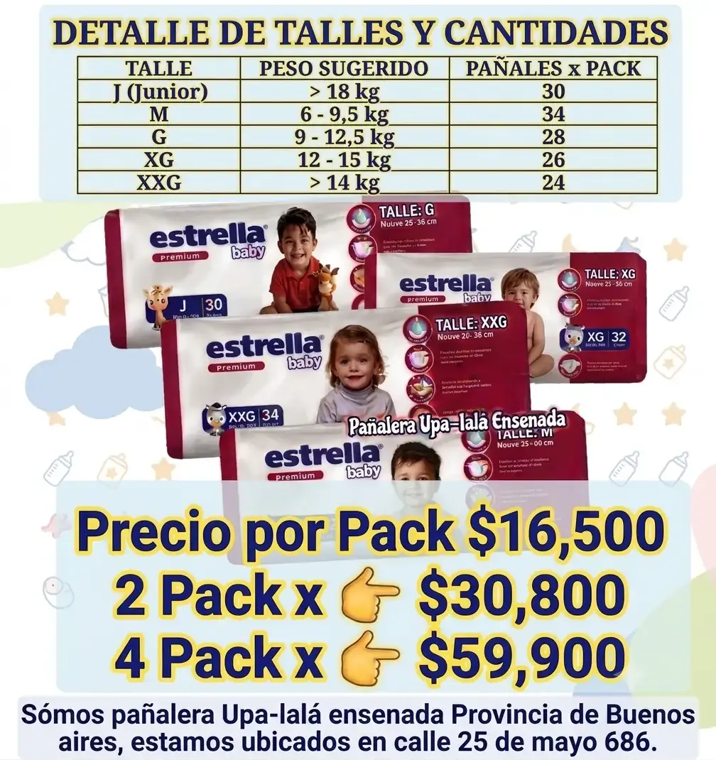 Pañales Estrella Premium Hiperpack Todo Los Talles 3