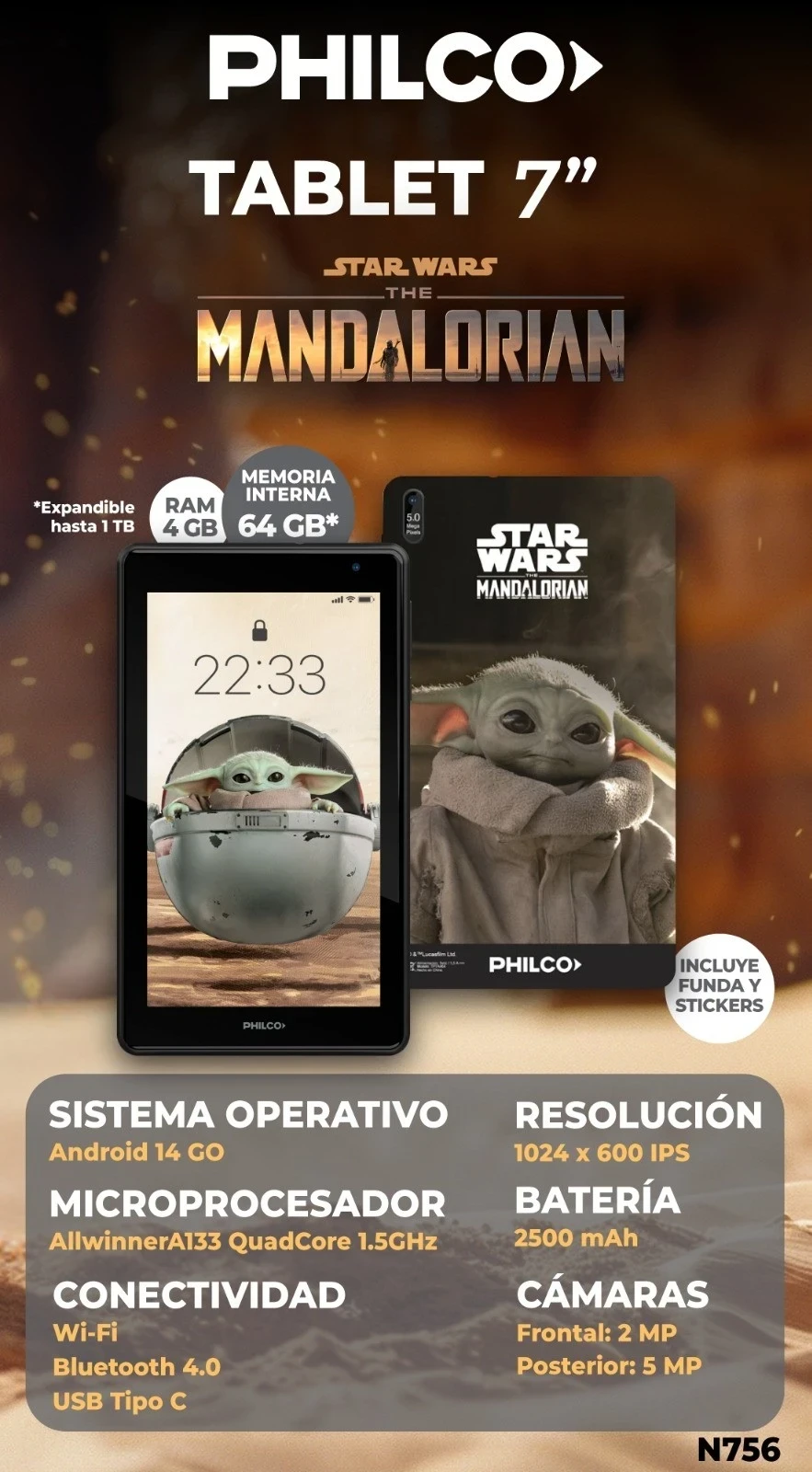 Tablet Philco 7" 64/4gb Star wars
