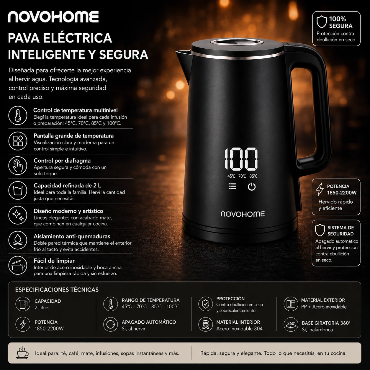 PAVA ELÉCTRICA DIGITAL NOVOHOME 2LTS
