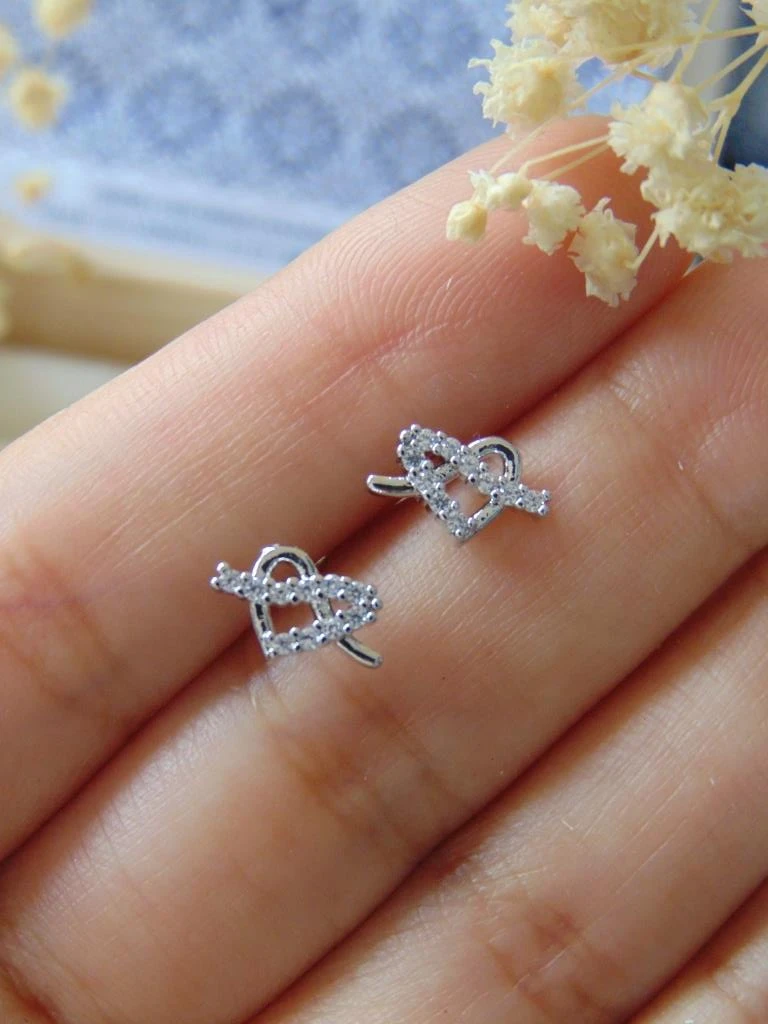 TOPOS RODIO PLATE SILUETA CORAZON MICROCIRCONES BLANCO